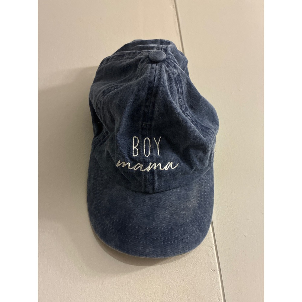 Unbranded Baseball Cap Women OS Navy Blue Excellent Boy Mama Embroidered Hat